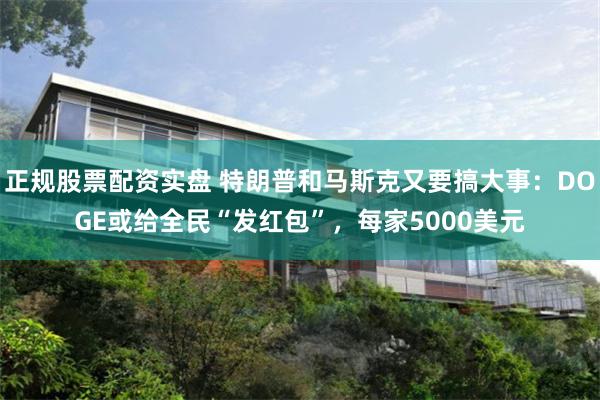正规股票配资实盘 特朗普和马斯克又要搞大事：DOGE或给全民“发红包”，每家5000美元