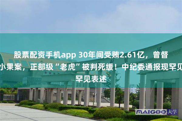 股票配资手机app 30年间受贿2.61亿，曾督办孙小果案，正部级“老虎”被判死缓！中纪委通报现罕见表述