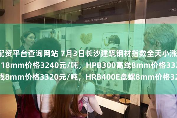配资平台查询网站 7月3日长沙建筑钢材指数全天小涨，现HRB400E螺纹钢18mm价格3240元/吨，HPB300高线8mm价格3320元/吨，HRB400E盘螺8mm价格3260元/吨。